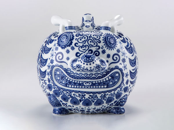 【瓷器擺件】洪易｜九龍茶罐 青花龍